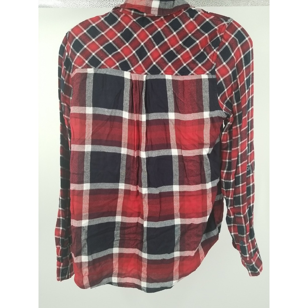 Lucky Brand Womens Flannel Shirt XS Black Red Plaid Long‎ Sleeve Button Up - Picture 6 of 6
